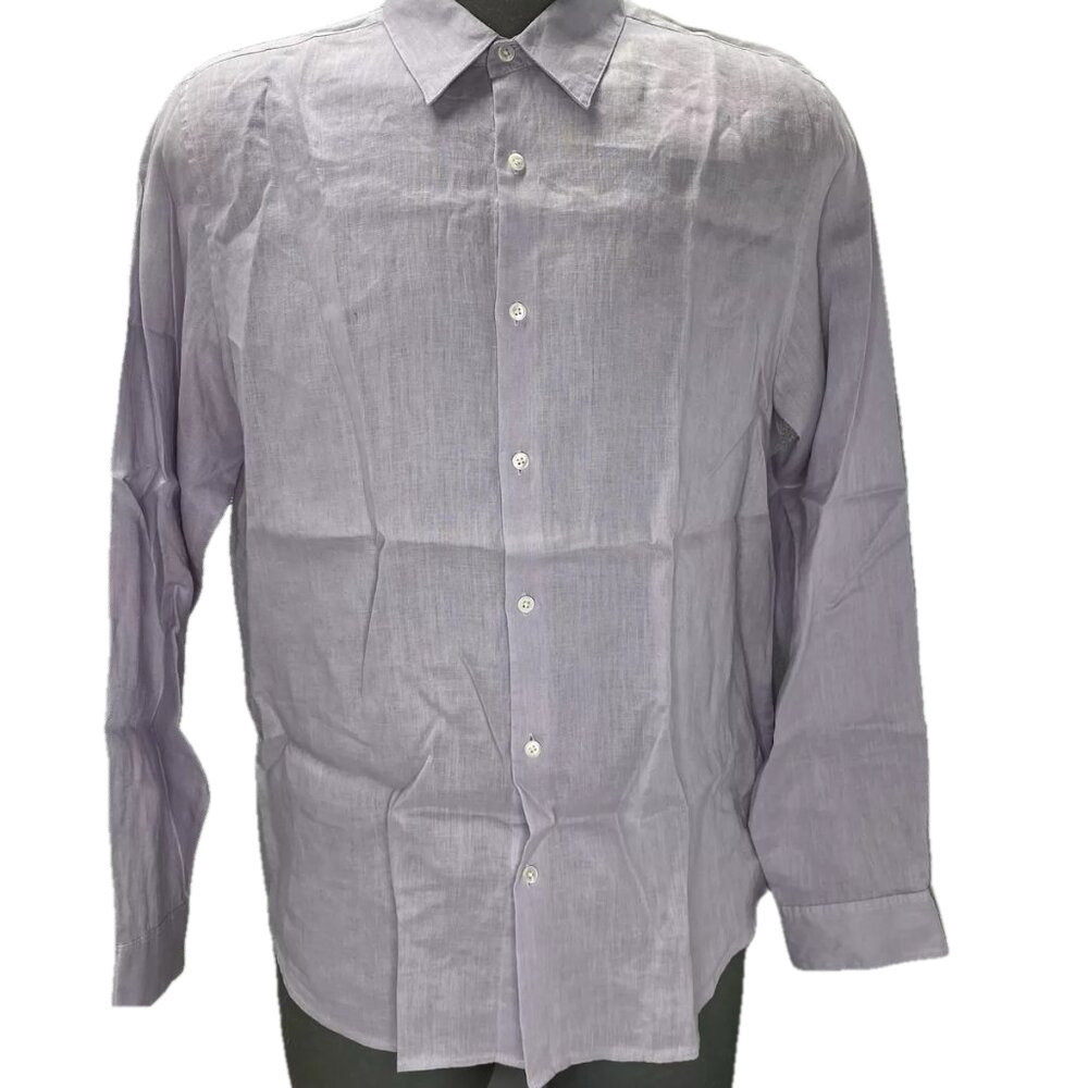 NEW THEORY Shirt Evening Haze Purple Size XXL Standard Fit Linen Button Down